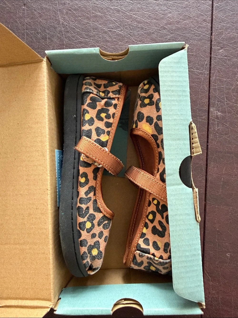 Toms Girls Leopard Print Mary Janes in Brown and Black